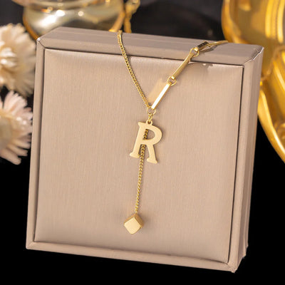 Initial Letter Stainless Steel Pendant Necklace for Women Fashion Gold Color Chain A-Z Alphabet Clavicle Necklaces Jewelry Gift