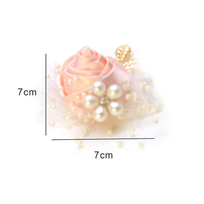 Bridesmaid Faux Rose Bracelet Wedding Wrist Corsage Polyester Ribbon Pearl Bow Bridal Gifts Hand Flowers Party Prom Accessories