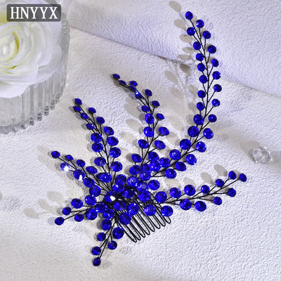 HNYYX Bridal Wedding Hair Accessories Red Rhinestone Headpieces Leaf Shaped Hair Vine Ladies Girls Holiday Tiara Gift A225