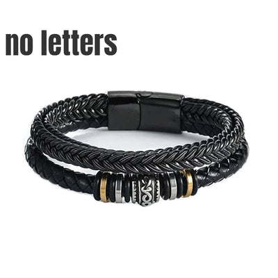 Braided Leather Bracelet To My Son 'Never Forget How Much I Love You' Braided Bracelets for Men Double Row Magnetic Closure