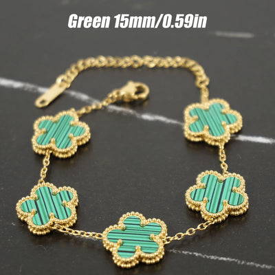 Adjustable New Design Gold Plated Stainless Steel 316L Plant Flower Bracelet With Five Leaf Petals Women's Luxury Gifts Clover