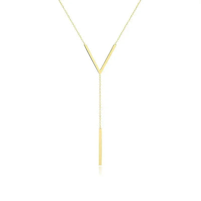 New V-shaped Long Sexy Clavicle Gold Colour Chain Necklace Choker Women 2024 Fashion Vertical Bar Pendant Jewelry Party Gifts