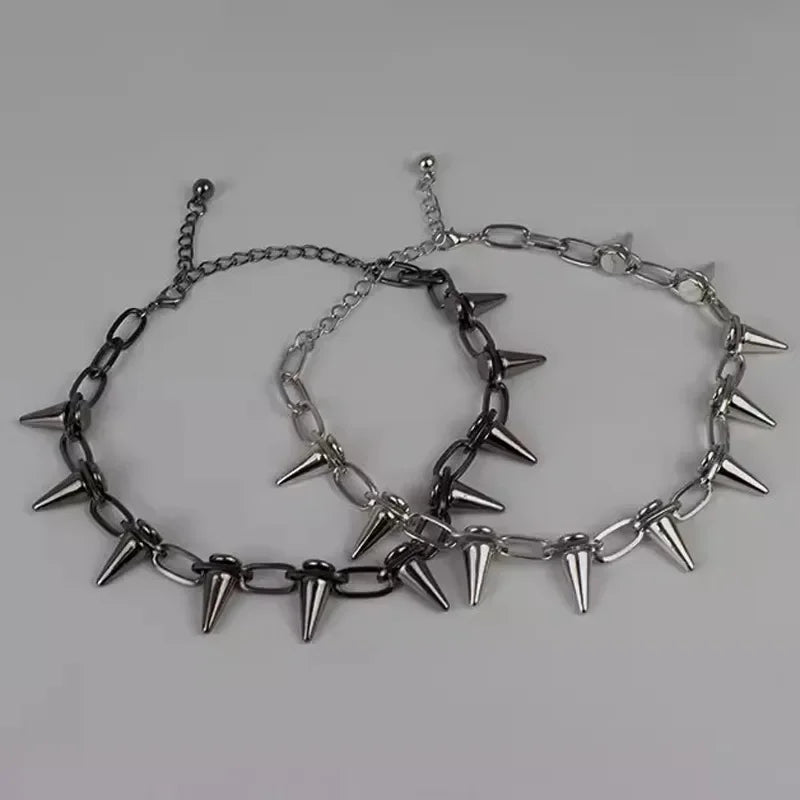 Fashion Punk Spike Chokers Necklaces Goth Rivet Collar Choker Necklace Metal Spike Link Chain Unisex Rock Night Club Jewelry