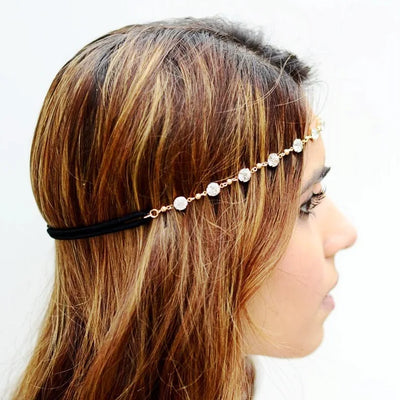 Fashion Bridal Wedding Hair Jewelry Accessories For Women Indian Boho Imitation Pearls Head Chain HeadPiece Bijoux Femme