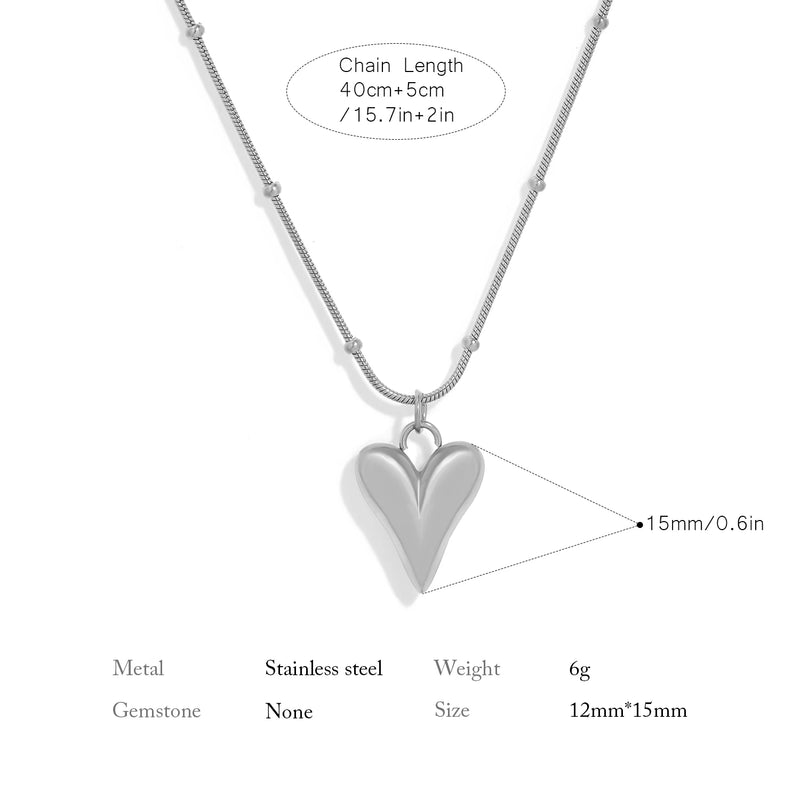 UHBINYCA Minimalism Smooth Stainless Steel Heart Waterproof Necklace Pendant for Women 18k Gold Plated Jewelry