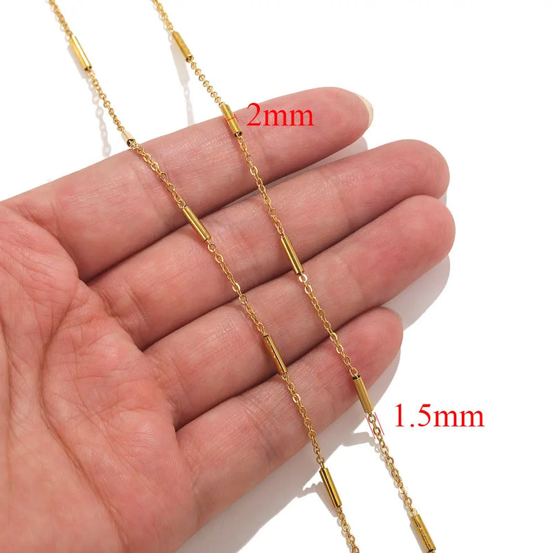 2meters Lips Beads Chain Stainless Steel Cable Chains For Jewelry Making DIY Necklace Bracelet Accessories Gold Chain Findings