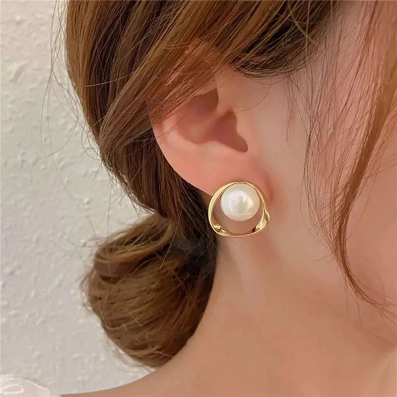 Fashion Punk Irregular Liquid Earrings Hip-Hop Personality Metal Hollow Earrings Clip Girls Party Jewelry Gifts Y2K Accessories