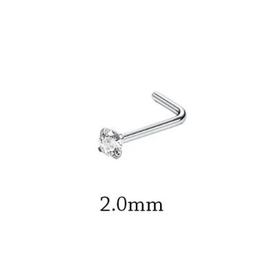 1Piece Surgical Steel Crystal CZ Nose Ring L Shape Nose Studs Square Nostril Nose Piercing Body Jewelry Nariz Lote For Women