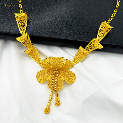 Dubai Indian African Flower Necklace Earrings Jewelry Set For Women 24K Gold Plated Nigeria Bridal Wedding Party Gift Jewellery