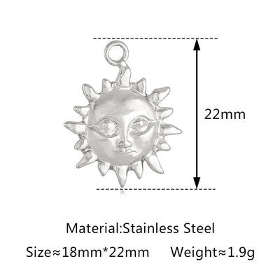 3Pcs Cactus/Cowboy Boots/Spider/Charms DIY Jewelry Making Stainless Steel Face Moon&Sun Necklace Pendants for Earrings Bracelet