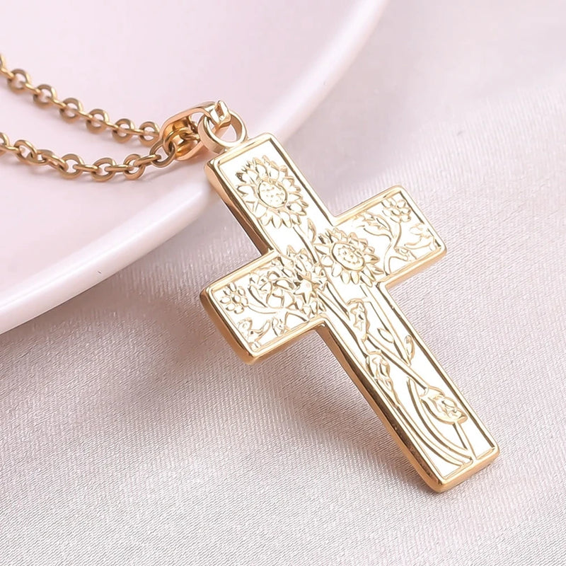 GLOWCAT Ancient Egypt Anke Cross Pendant Necklaces For Women Men Accessories No Fade Simple Stainless Steel Necklace Choker Gift