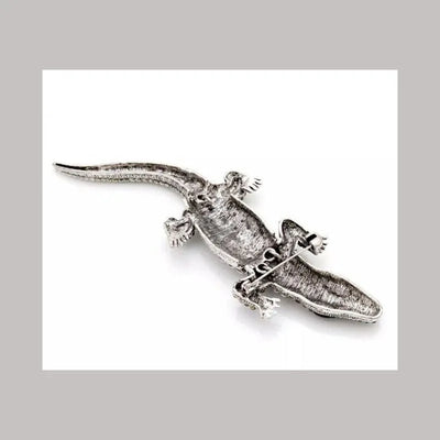 Vintage Art Deco Style Green Crystal Large Crocodile Brooch Pendant Jewellery