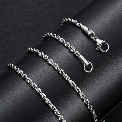 2-6MM Stainless Steel Necklace For Women Men Never Fade Waterproof Twisted Rope Chain Fashion Jewelry 16-30 inches