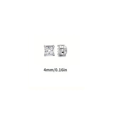 Dazzling square zirconia magnetic earrings ,Ear Clip Earrings For Men Without Ear Holes- sparkling earring jewelry - elegant