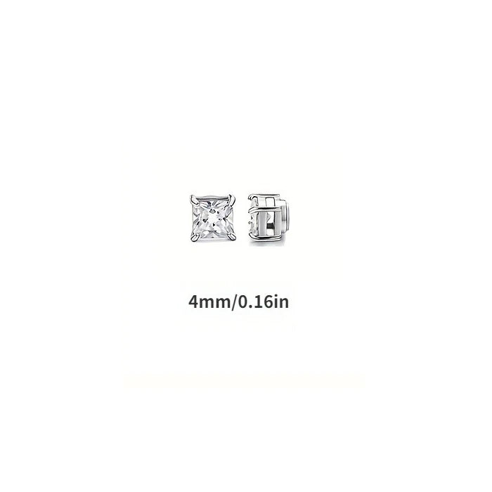 Dazzling square zirconia magnetic earrings ,Ear Clip Earrings For Men Without Ear Holes- sparkling earring jewelry - elegant