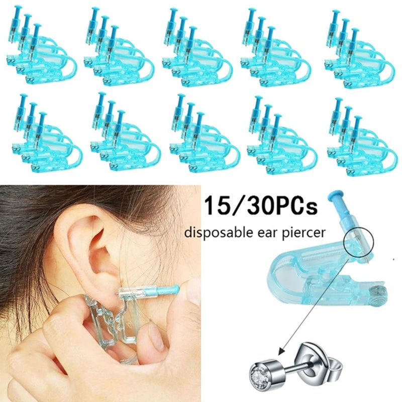 20PCS Blue Ear Piercing Gun Kit Asepsis Disposable Healthy Safety Nose Earring Piercer Tool Set Machine Kit Studs Body Jewelry