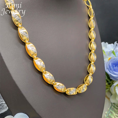 24inch Top Quanlity Gold Plated Jewelry Set Long Chain Golden Choker Necklace Bracelet Jewellery African Party Wedding Gifts