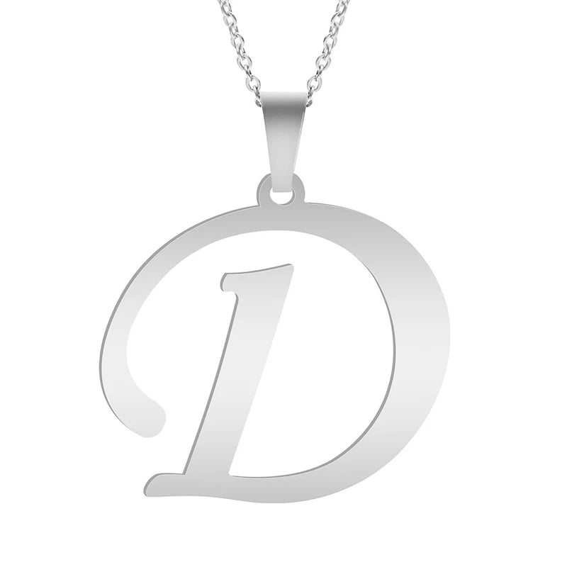 Fashion Letters A-Z Necklace for Women Men Stainless Steel High Quality English Alphabe Necklace A B C D E FGHIJKLMNOPQRSTUVWXYZ