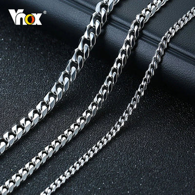 Vnox 3-7mm Cuban Chain Necklaces for Men Women, Stainless Steel Miami Curb Links Chain, Basic Cool Boy Collar