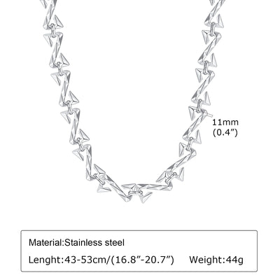 Vnox 11mm Chain Necklaces for Men Women, Silver Color Unisex Chain Collar,Stylish Letter Z Links Choker, Cool Streetwear Jewelry