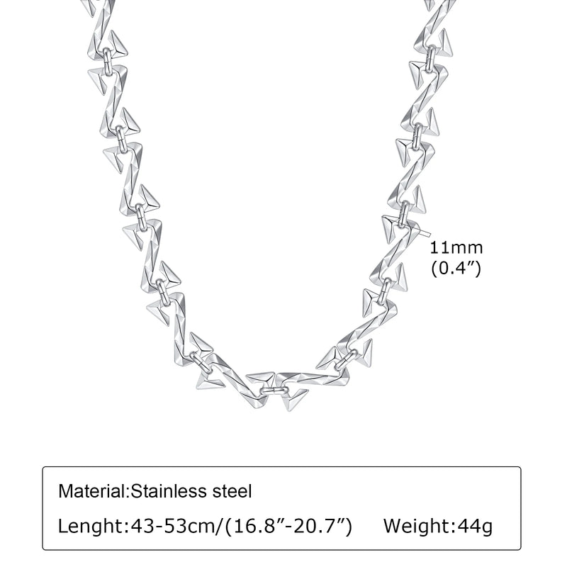 Vnox 11mm Chain Necklaces for Men Women, Silver Color Unisex Chain Collar,Stylish Letter Z Links Choker, Cool Streetwear Jewelry