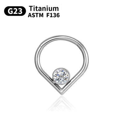 G23 Titanium Piercing Heart Nose Ring For Women ASTM F136 Lip ring16G Earrings D Shape Segment Ring Clicke Cartilage BodyJewelry