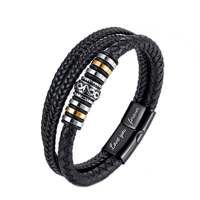 Braided Leather Bracelet To My Son 'Never Forget How Much I Love You' Braided Bracelets for Men Double Row Magnetic Closure