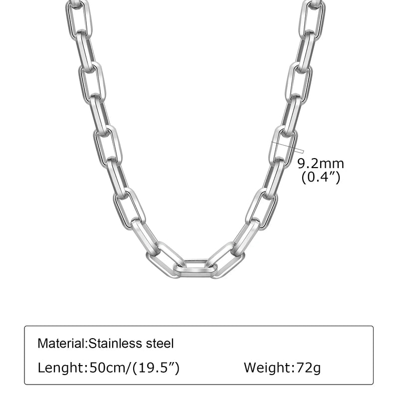 Chunky Rectangle Chain Necklaces for Men Boys,50/55/60 cm Stainless Steel Square Chain Collar,Cool Punk Jewelry Gifts