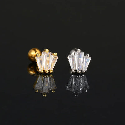 Crystal Waterdrop Earrings 1pc Tragus Piercing Flat Cartilage Ear Stud Helix Conch Rook Lobe Ear Ring Labret Jewelry Gifts CC092