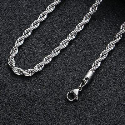 2-6MM Stainless Steel Necklace For Women Men Never Fade Waterproof Twisted Rope Chain Fashion Jewelry 16-30 inches