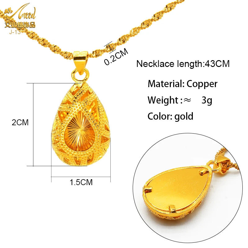 ANIID Dubai Golden Necklace Nigerian Bridal Wedding Fashion Hollow Flower Chain Pendant Indian Arab Kids Jewellery For Girls