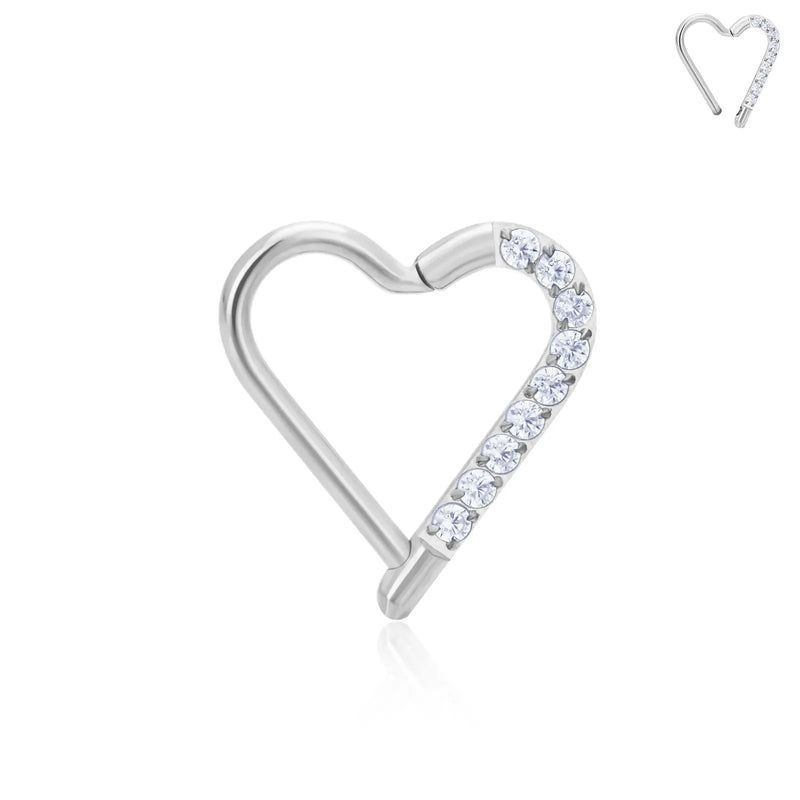 G23 Titanium Piercing Heart Nose Ring For Women ASTM F136 Lip ring16G Earrings D Shape Segment Ring Clicke Cartilage BodyJewelry