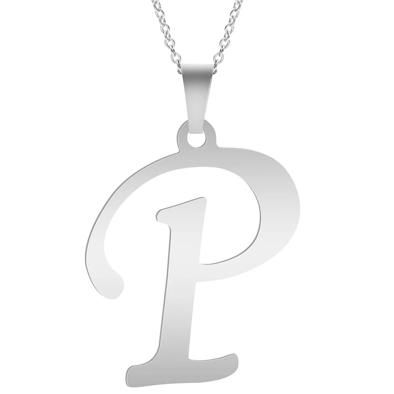 Fashion Letters A-Z Necklace for Women Men Stainless Steel High Quality English Alphabe Necklace A B C D E FGHIJKLMNOPQRSTUVWXYZ