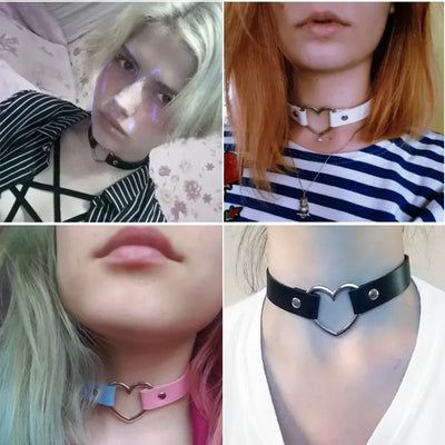 Sexy Trendy Vintage Charm Round Gothic Collar Necklaces Jewelry Gift Gothic Leather Heart Harajuku Women Punk Choker Necklace