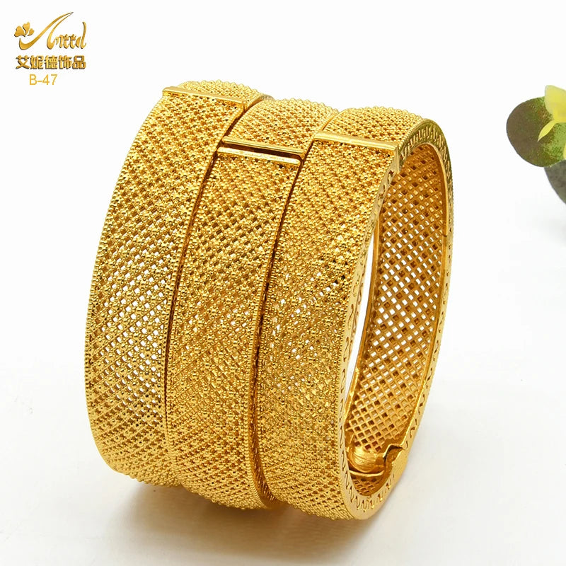 Dubai Gold Color Bangles For Women Indian Jewelry Bangle Wedding Egyptian African Jewellery Wholesale Designer Bracelets