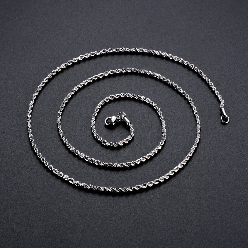 1 piece 925 sterling silver Width 2mm/3mm/4mm Rope Chain Necklace/Bracelet For Men Women Man Fashion Chain Necklace