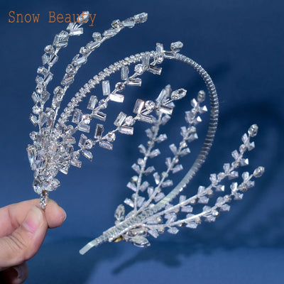 DZ030 Luxury Rhinestone Wedding Headband Bridal Headpieces Hair Accessories for Brides Women and Girls Bridesmaids Headdress