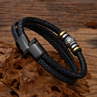 Braided Leather Bracelet To My Son 'Never Forget How Much I Love You' Braided Bracelets for Men Double Row Magnetic Closure