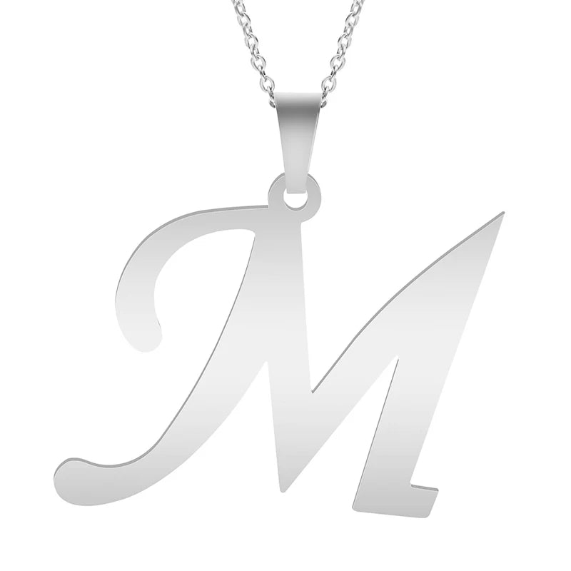 Fashion Letters A-Z Necklace for Women Men Stainless Steel High Quality English Alphabe Necklace A B C D E FGHIJKLMNOPQRSTUVWXYZ