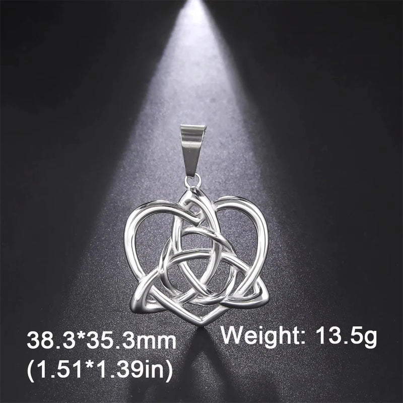 EUEAVAN 1pc Celtic Knot Triquetra Trinity Love Heart Pendant Irish Witch Knot Amulet Charms for Necklace Jewelry Making Supplies