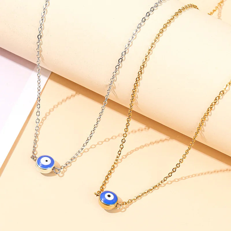 Deep Sea Blue Evil Eye Pendant Necklace Turkish Blue Eye Choker Glass Eye Leather Rope Chain Jewelry Gift