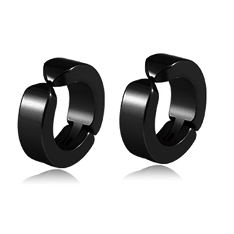 1 Pairs of Magnetic Clip Earrings Stainless Steel Stud Earrings for Men Women Black CZ Magnet Non-piercing Clip Earring Set