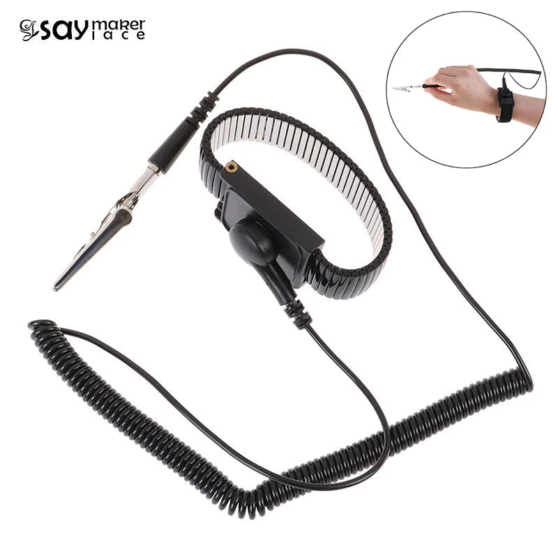 1PCS High Quality Anti Static Work Wrist Strap ESD Adjustable Discharge Belt Ground Metal Bracelet Tool