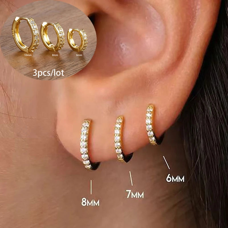 3 Piece Fashion Stainless Steel Round Star Drop Earrings Set for Women 18K Gold Plated Dangle Earring Punk Unisex Rock  Jewelry