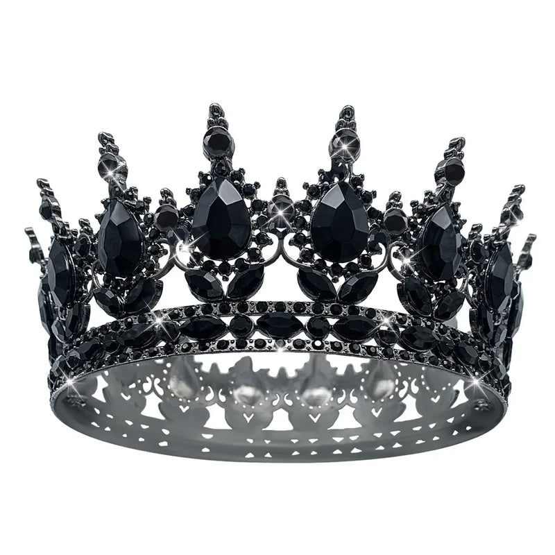 Baroque Round Wedding Crown Bridal Pageant Rhinestone Crystal Tiaras Crown Molding Headpieces For Queens and King