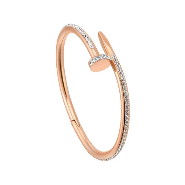 Stainless Steel Women Bangles Gold Plated Bangles For Women Bracelets On Hand Fashion Jewelry Designer Titanium Steel Rhinestone