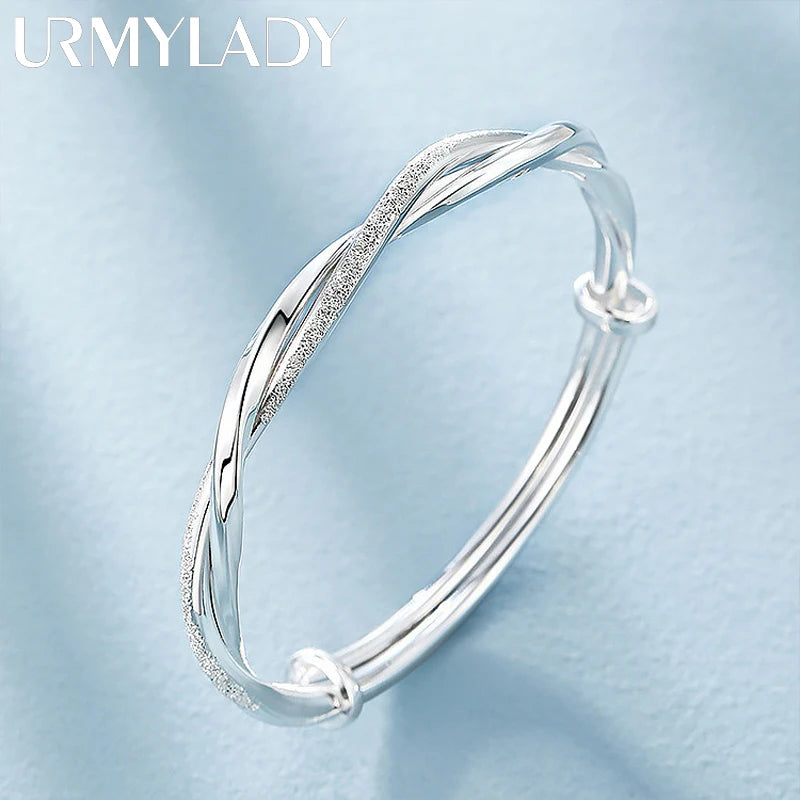 925 sterling silver original pretty weave bracelets Bangles for women fashion party wedding engagement jewelry Adjustable size