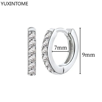 925 Sterling Silver Ear Needle Fashion Hoop Earrings White Crystal Luxury Women's Silver Earrings Wedding Women's Jewelry Gift