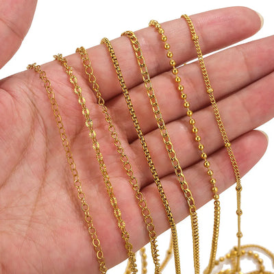 2meters Lips Beads Chain Stainless Steel Cable Chains For Jewelry Making DIY Necklace Bracelet Accessories Gold Chain Findings