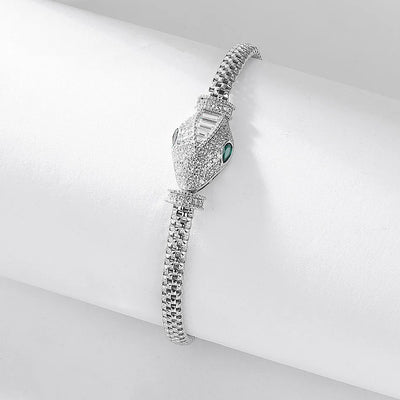 ALLNOEL 100% 925 Silver Bracelet For Women Snake Hollow Leopard Head Panther New Year Gifts Hip Hop Animal Jewelry Wholesale